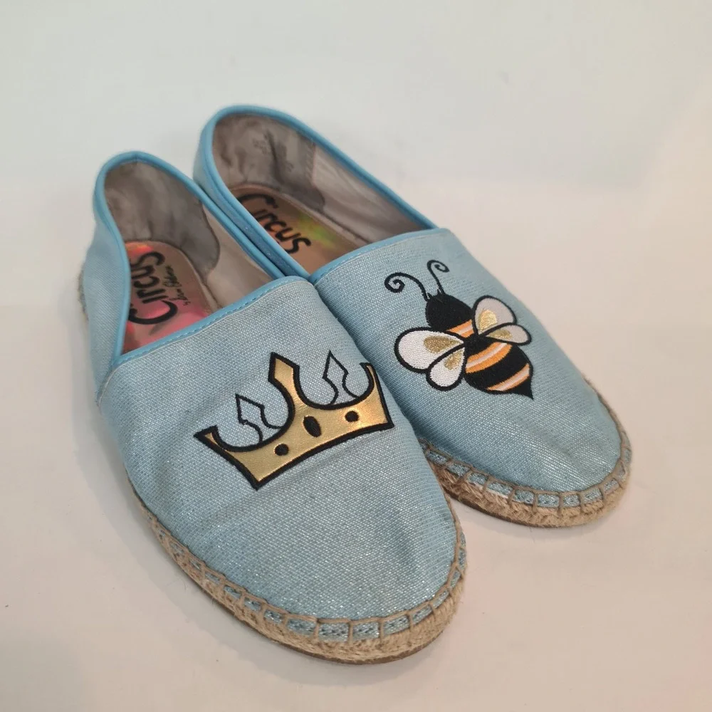 Circus by Sam Edelman Leni Espadrille Flats Blue Bee Crown 8.5M Sparkly Vacation